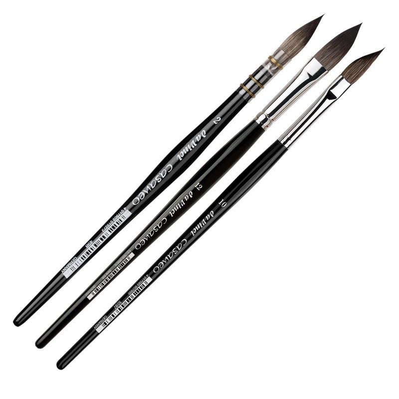da Vinci Brushes 4250DV Watercolor Brush Set, Quill Size 2, Slant Size 10, Oval Size 12, Black 3 Each - Image 3